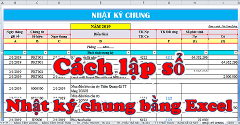 Cách lập sổ nhật ký chung bằng Excel