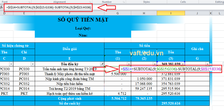 cách sử dụng hàm subtotal