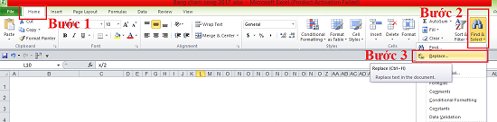 cách thay thế cụm từ trong excel