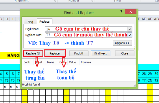 cách thay thế chữ trong excel