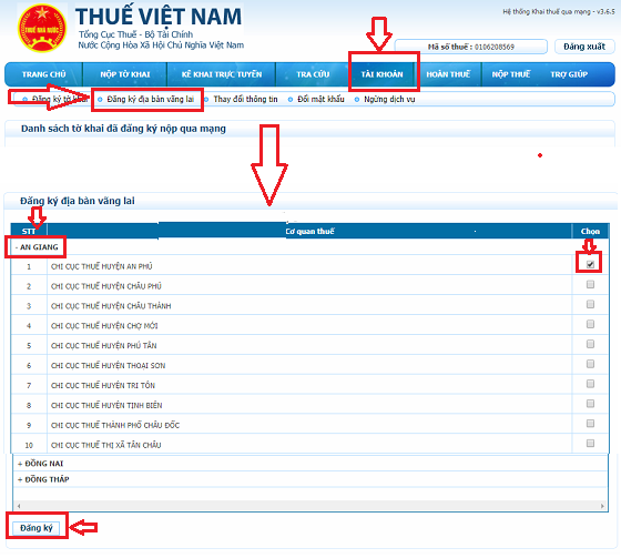 cách đăng ký nộp thuế vãng lai qua mạng